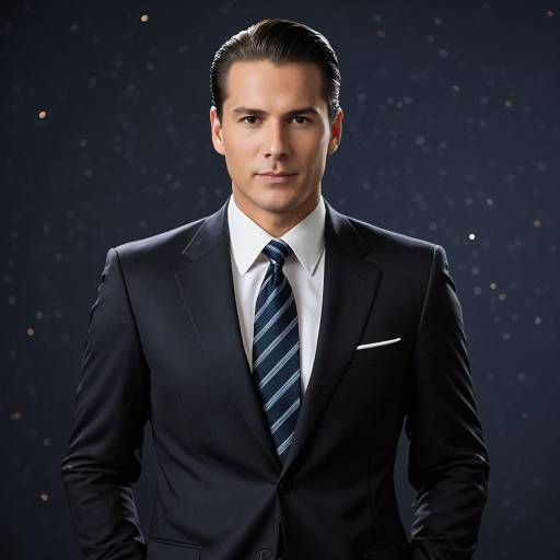 Man in Dark Formal Suit with Slim Tie