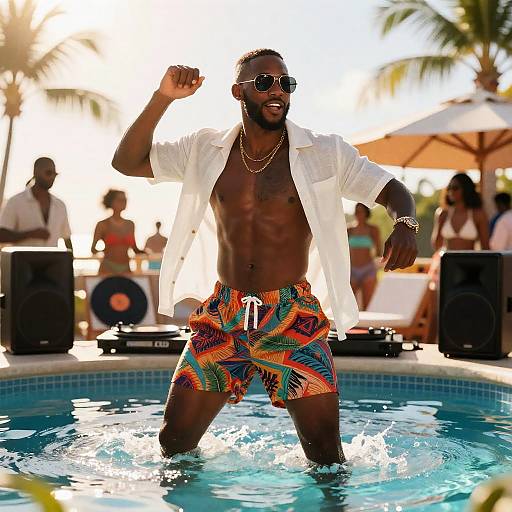 Vibrant Caribbean Pool Party DJ Scene