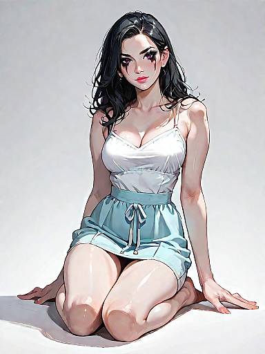 Realistic Digital Art of Woman in Casual Chic Dress