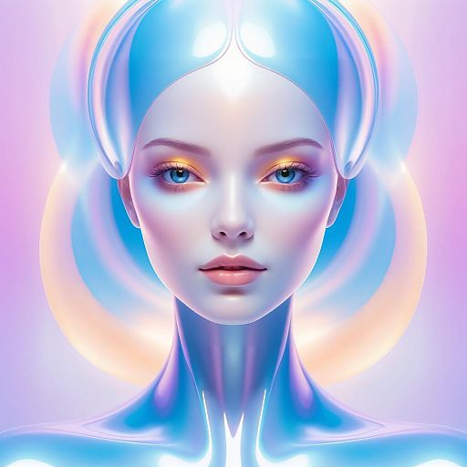 Radiant 3D Female Face with Flowing Elegance Radiant 3D Female Face with Flowing Elegance