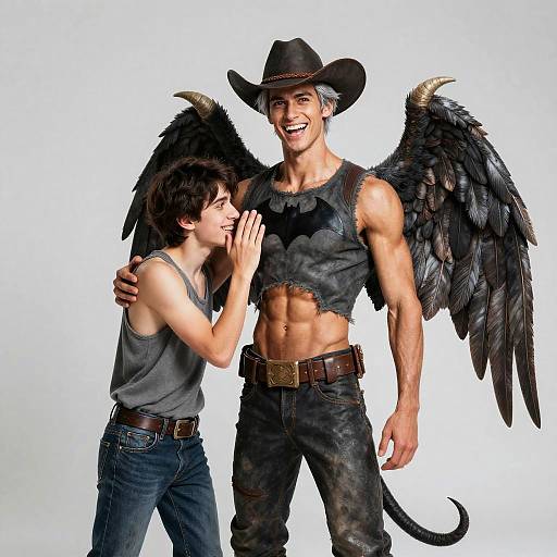 Winged Boys Whispering Secret Hug