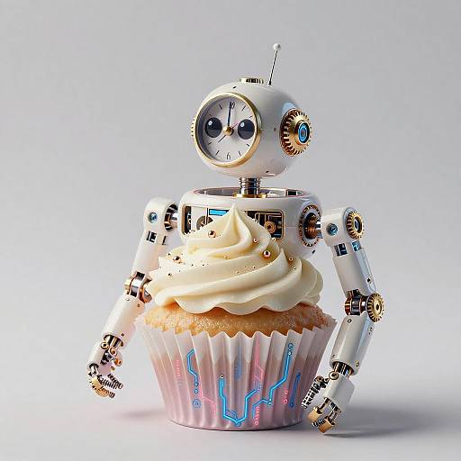 Clockwork Cupcake Automaton Frosted Droid Portrait