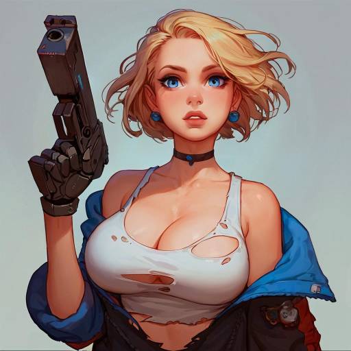 Fierce Blonde with Mechanical Arms