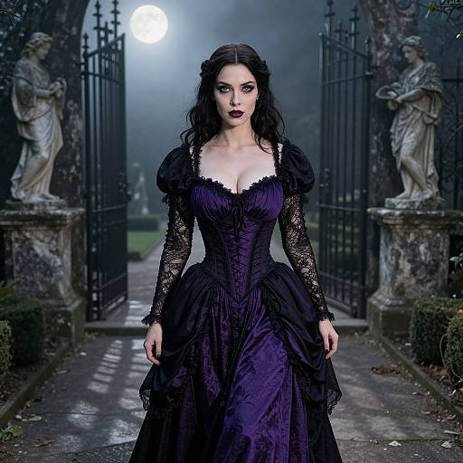Regal Woman in Gothic Ball Gown