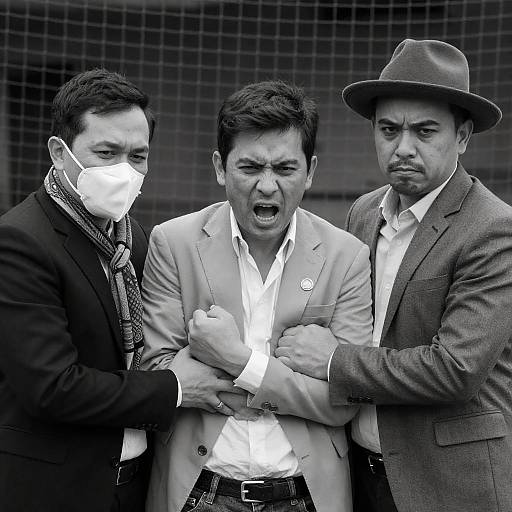 Dramatic Black-and-White Portrait Scene