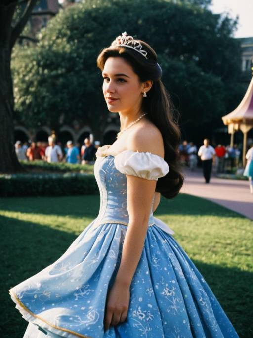Woman in Blue Disney Princess Dress