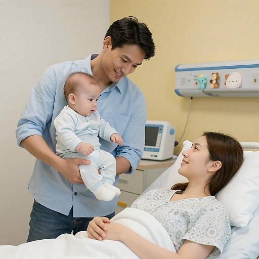 Joyful Family Moment in Hospital