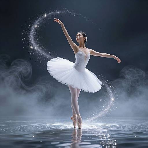 Ethereal Ballerina Dancing on Water