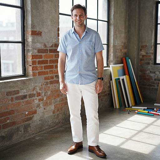 Stylish Man in Sunlit Loft