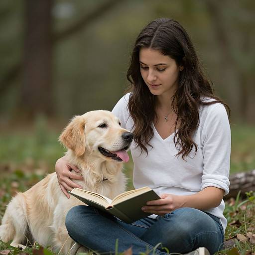Serene Bond of Woman and Companion
