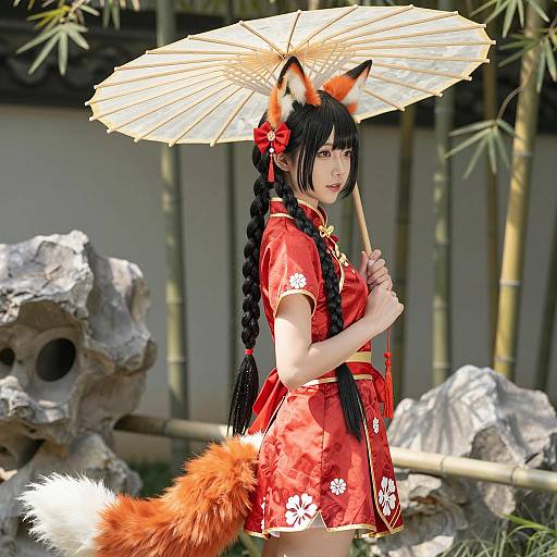 Vibrant Asian Cosplay in Traditional Dress