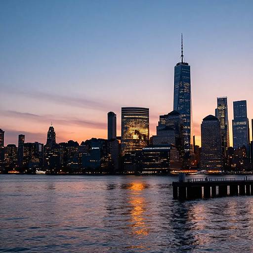 Sunset City Skyline with Pier