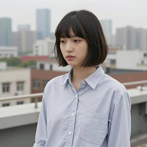 Urban Rooftop Portrait of a Modern Woman