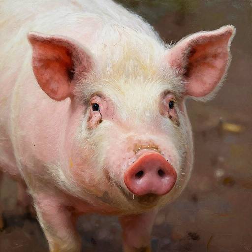 Expressive Pig Portrait Oil Painting