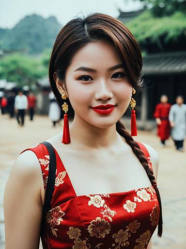 Ada Wong in Red Vietnamese Dress