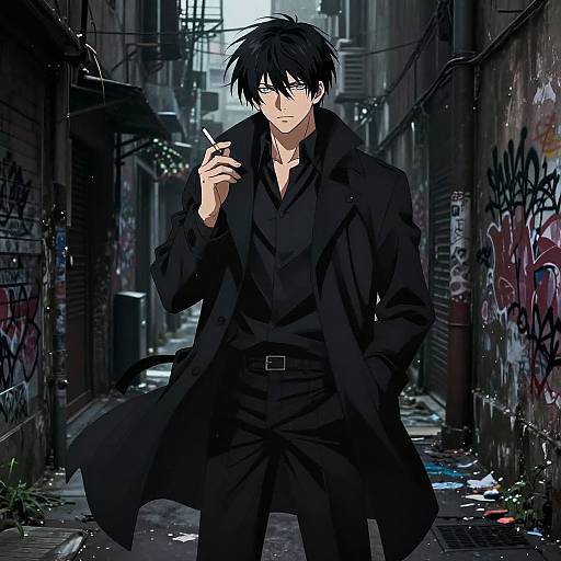 Cool Anime Guy in Dark Alley