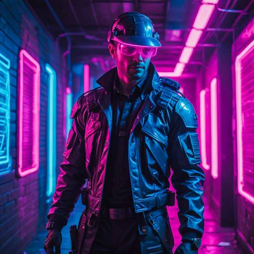 Cyberpunk Detective in Noir Aesthetic