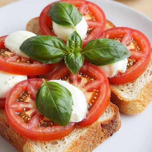 Fresh Tomato Mozzarella Toast Close-up