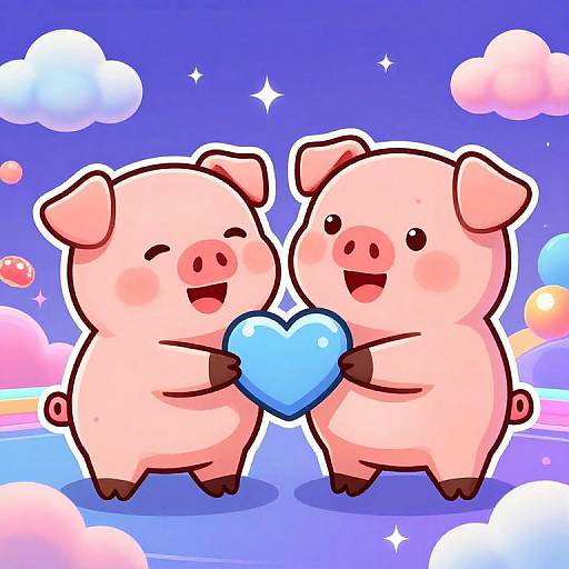Futuristic Cartoon Smiling Pig Sticker