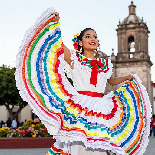 Mexican Folklorico Dancer in Puebla Celebration