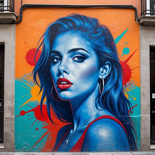 Vibrant Madrid Street Art Portrait