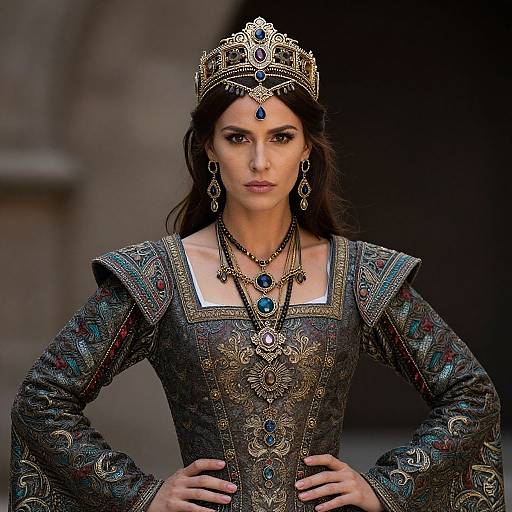 Medieval Noblewoman in Ornate Attire
