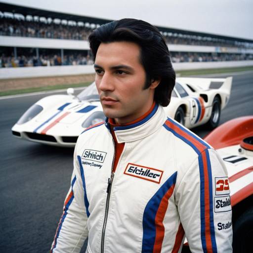 1970s Race Car Driver in Vintage Racing Suit