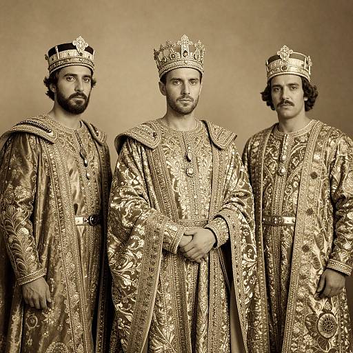 Regal Three Kings in Ornate Robes