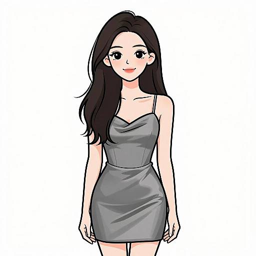 Minimalist Chic Woman in Satin Dress