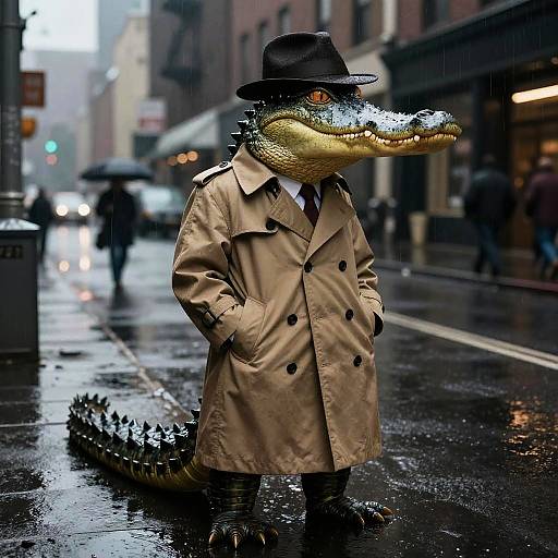 Noir Alligator Detective in 1940s City