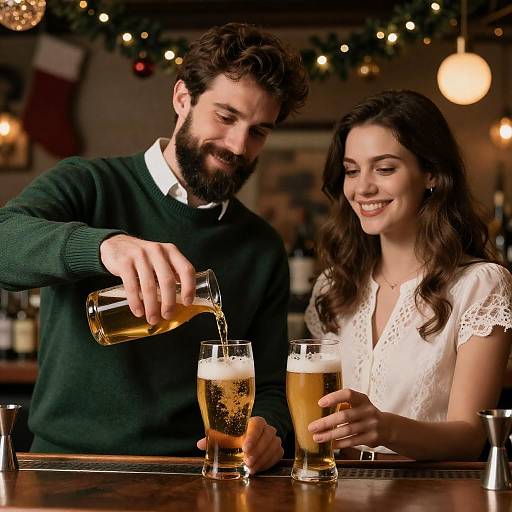 Festive Bar Scene with Cheerful Patrons