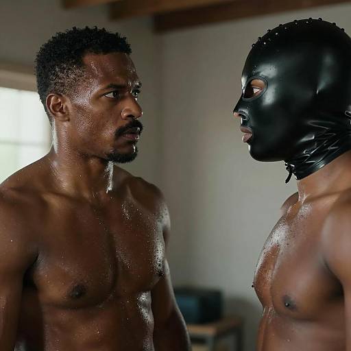 Intense Standoff Between Two Muscular Black Men