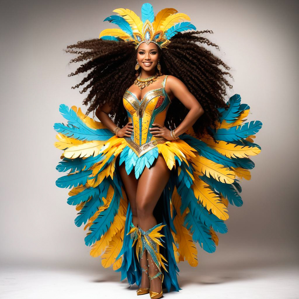 Vibrant Caribbean Carnival Costume Design Sketch