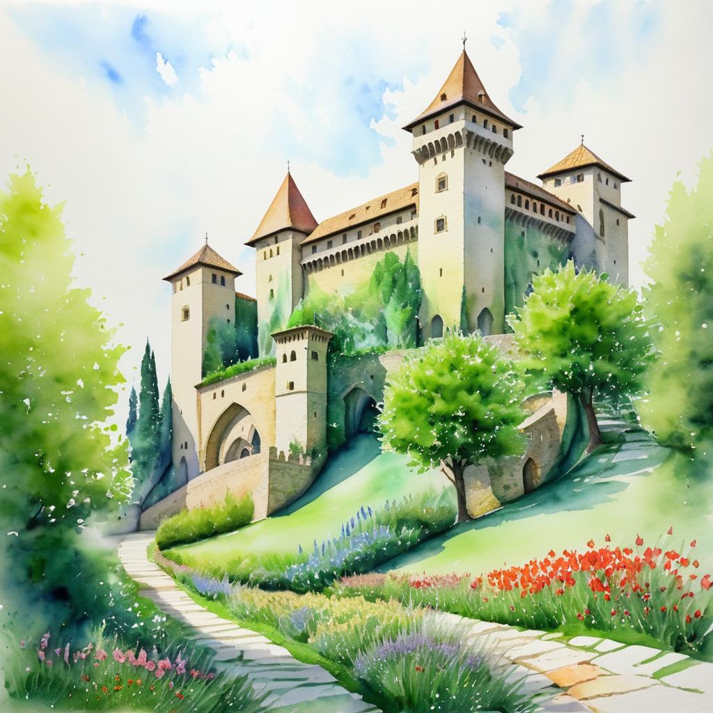 Medieval Stronghold in Fantasy Landscape