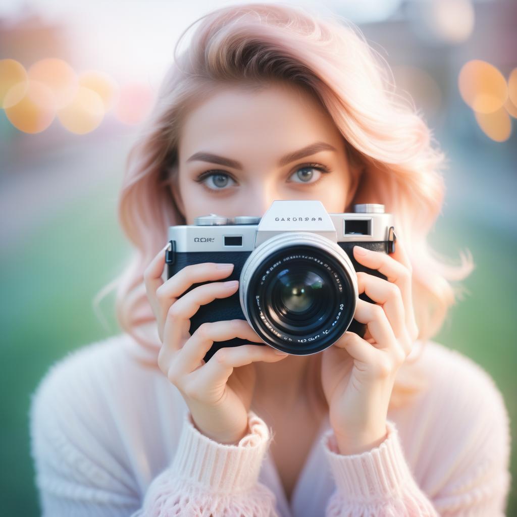 Dreamy Photographer in Pastel Portrait