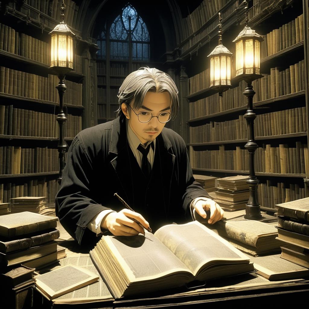 Haunted Historian in an Ancient Library