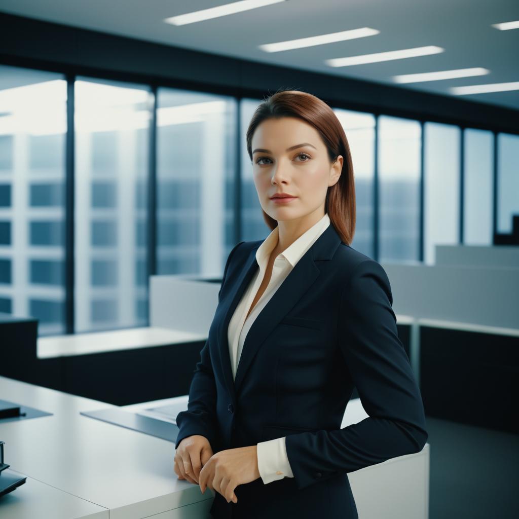 Cinematic Businesswoman in Modern Office