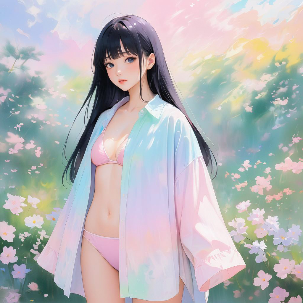 Dreamy Shy Otaku Girl in Pastels