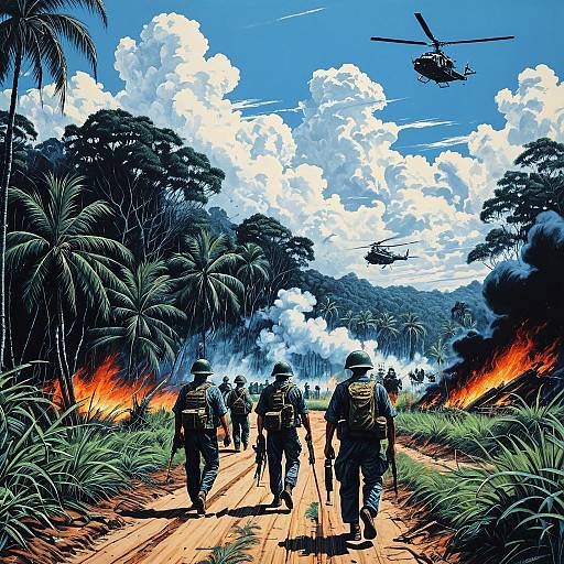 Vietnam War Soldiers in Jungle