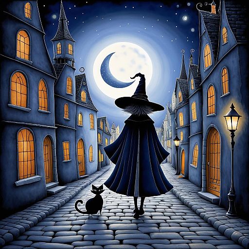 Mystical Cat in Whimsical Art Style Mystical Cat in Whimsical Art Style