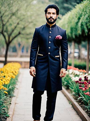 Man in Black Sherwani Outdoors
