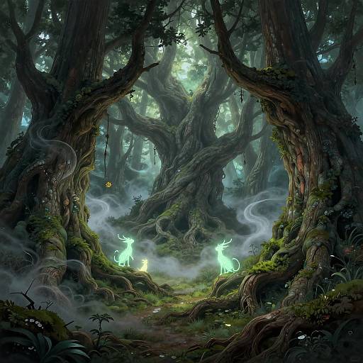 Ancient Enchanted Forest Illustration
