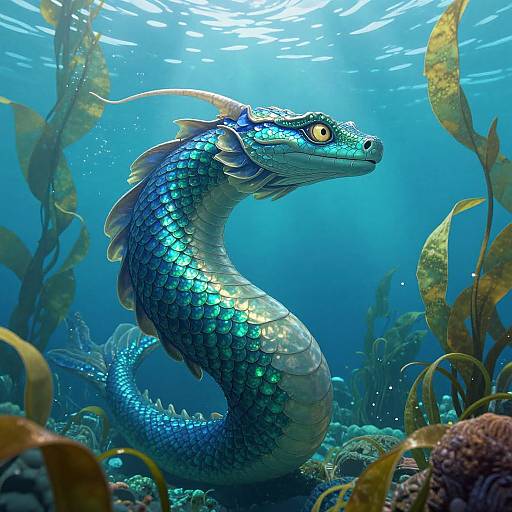 Regal Sea Serpent in Enchanting Depths