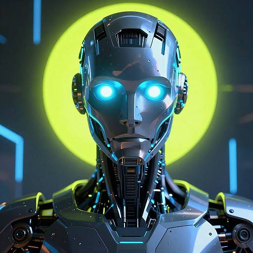 Futuristic Humanoid Robot with Neon Glow
