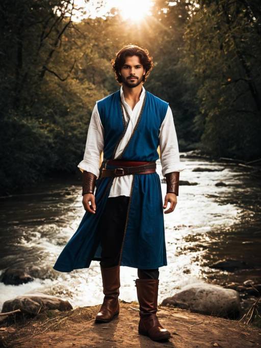 Man in River Zastory Cosplay Costume by Stream