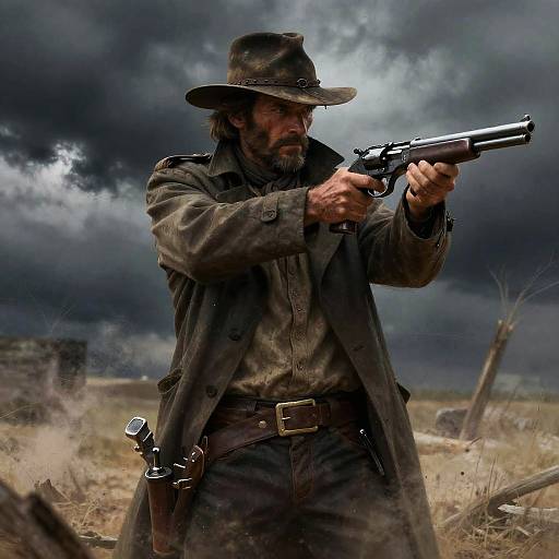Gritty Old West Gunslinger Art