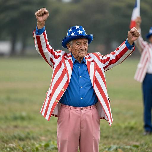 Victorious Patriotic Elder Man
