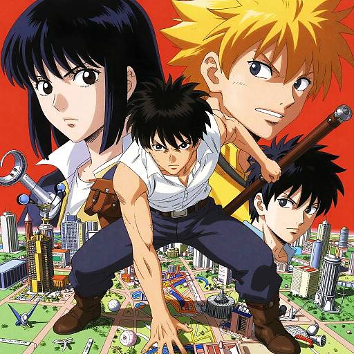 Dynamic Anime Scene with Bold Art