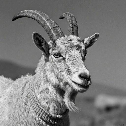 Vintage Portrait of Mountain Goat