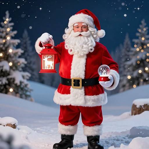 Classic Santa in Cozy Winter Scene